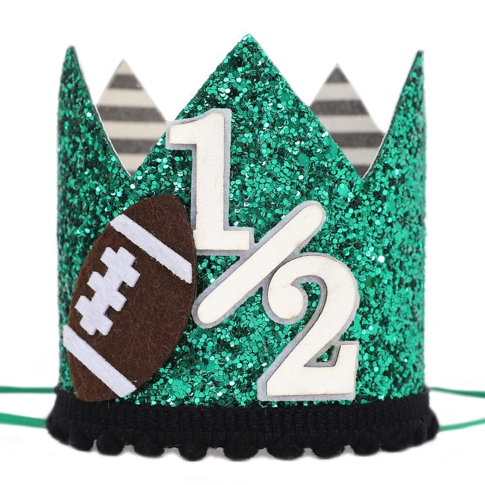 2295 Football 1/2 Birthday Crown - Football Half/6 Month Birthday